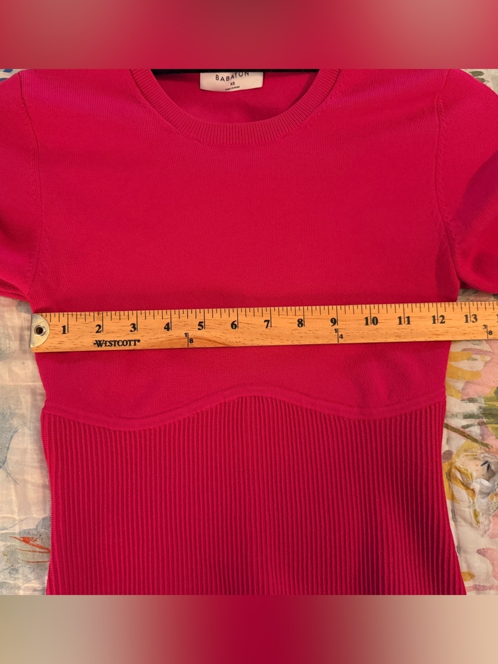 ARITZIA BABATON XS Sculpt Knit Empire Longsleeve Sweater Top Hot Pink - Picture 7 of 10